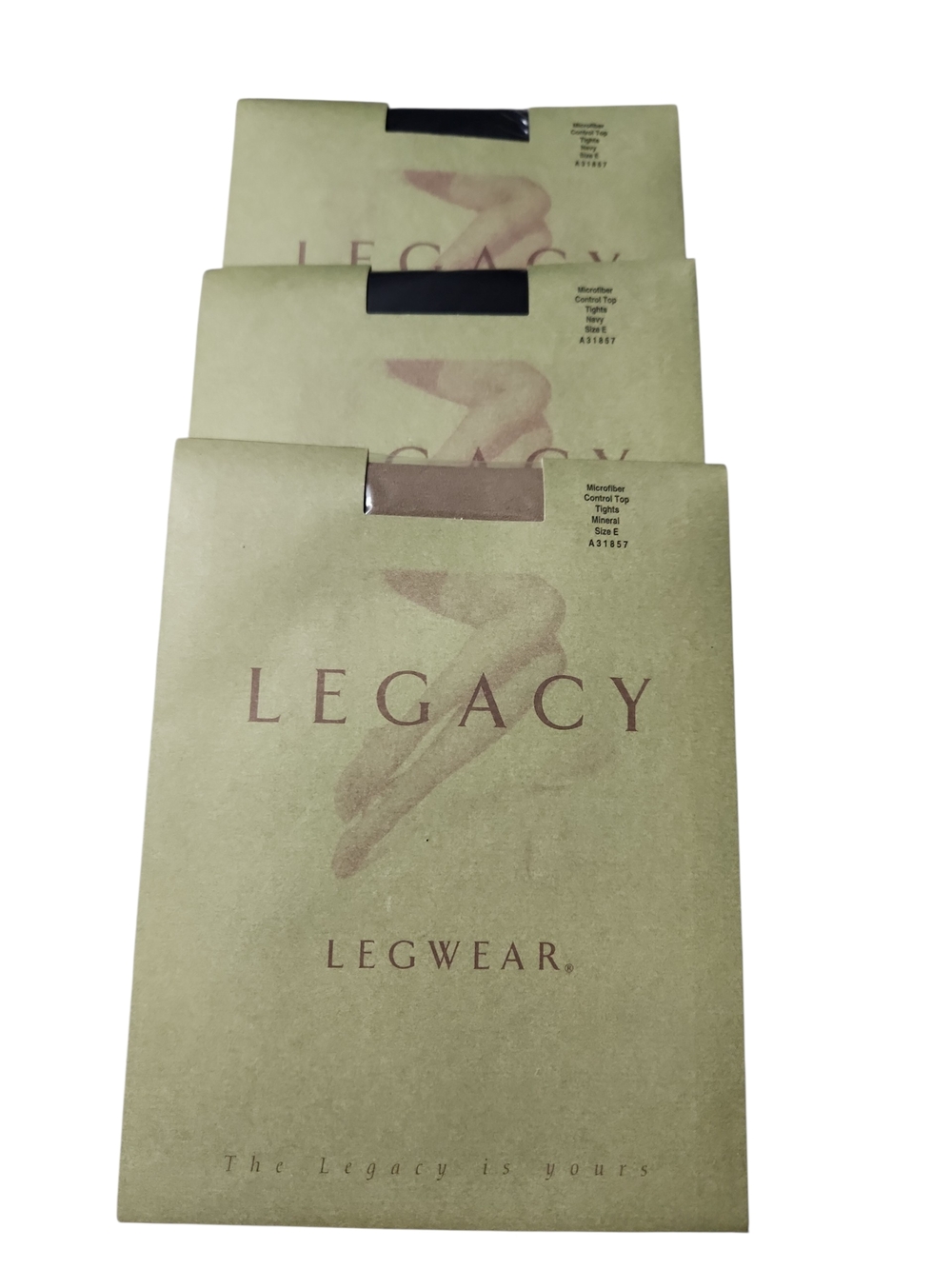 Legacy legwear microfiber control top tights  size E 2 navy  1 mineral